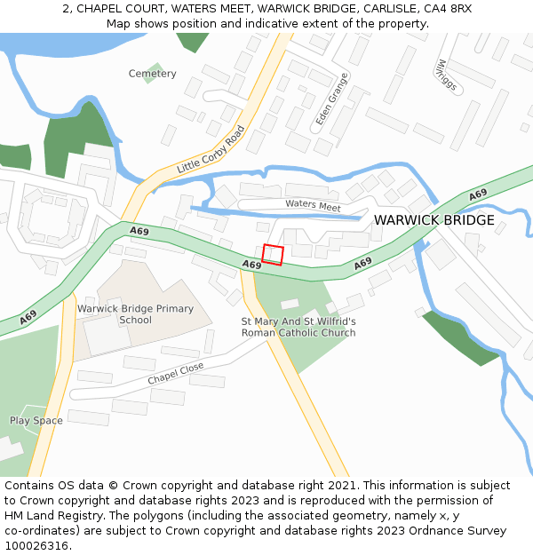 2, CHAPEL COURT, WATERS MEET, WARWICK BRIDGE, CARLISLE, CA4 8RX: Location map and indicative extent of plot