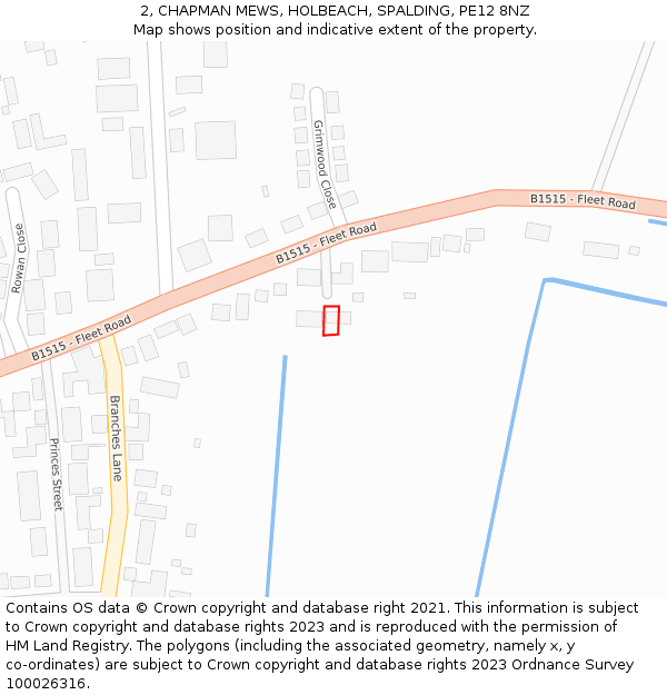 2, CHAPMAN MEWS, HOLBEACH, SPALDING, PE12 8NZ: Location map and indicative extent of plot