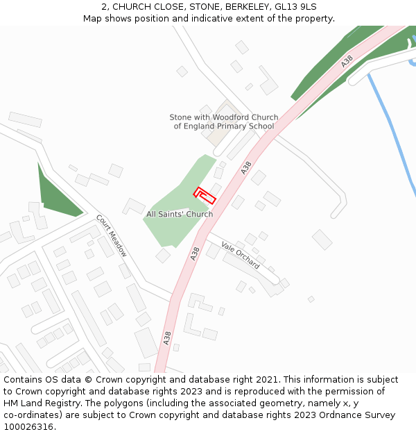 2, CHURCH CLOSE, STONE, BERKELEY, GL13 9LS: Location map and indicative extent of plot