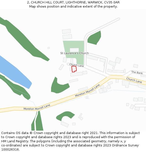 2, CHURCH HILL COURT, LIGHTHORNE, WARWICK, CV35 0AR: Location map and indicative extent of plot