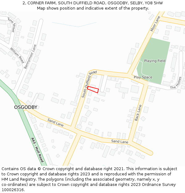 2, CORNER FARM, SOUTH DUFFIELD ROAD, OSGODBY, SELBY, YO8 5HW: Location map and indicative extent of plot