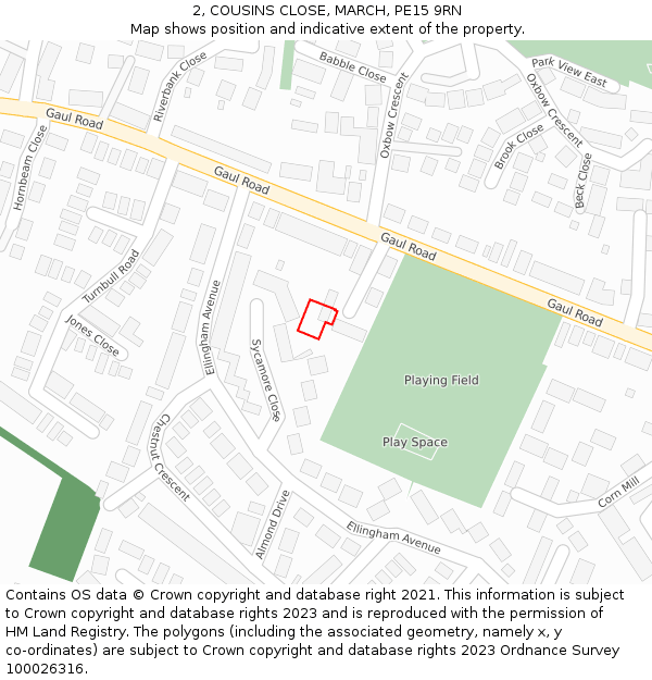 2, COUSINS CLOSE, MARCH, PE15 9RN: Location map and indicative extent of plot