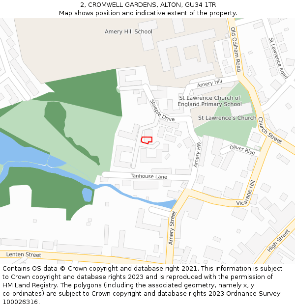 2, CROMWELL GARDENS, ALTON, GU34 1TR: Location map and indicative extent of plot