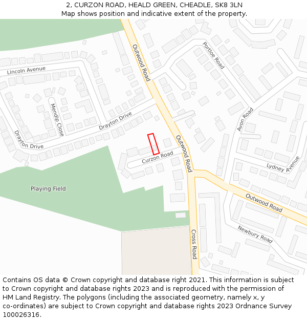 2, CURZON ROAD, HEALD GREEN, CHEADLE, SK8 3LN: Location map and indicative extent of plot