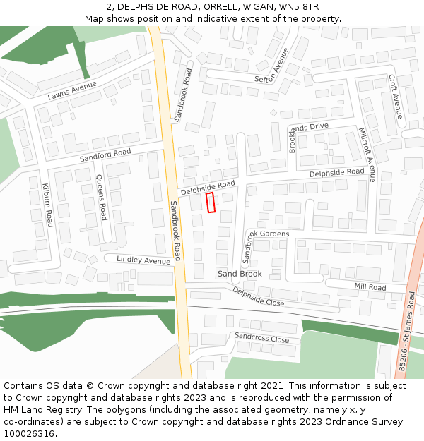 2, DELPHSIDE ROAD, ORRELL, WIGAN, WN5 8TR: Location map and indicative extent of plot