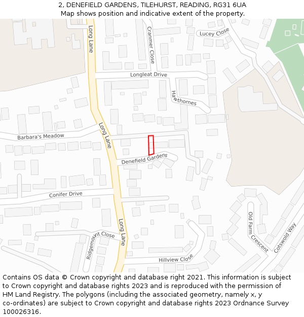 2, DENEFIELD GARDENS, TILEHURST, READING, RG31 6UA: Location map and indicative extent of plot