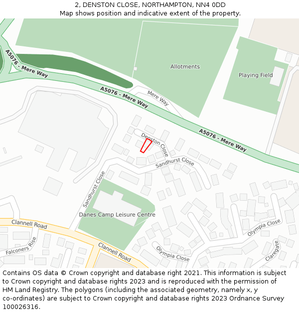 2, DENSTON CLOSE, NORTHAMPTON, NN4 0DD: Location map and indicative extent of plot