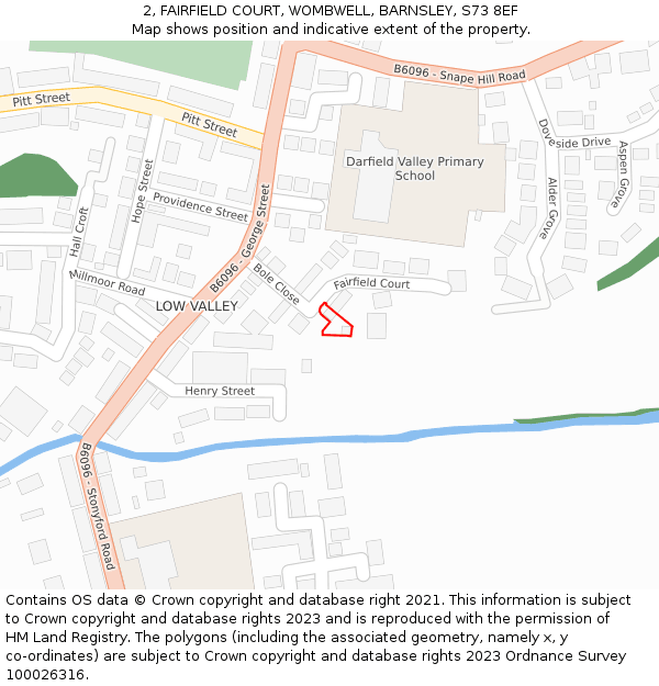 2, FAIRFIELD COURT, WOMBWELL, BARNSLEY, S73 8EF: Location map and indicative extent of plot