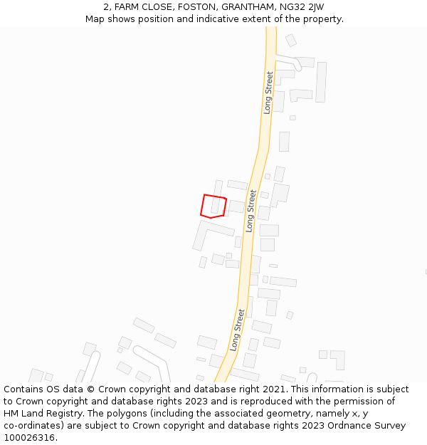 2, FARM CLOSE, FOSTON, GRANTHAM, NG32 2JW: Location map and indicative extent of plot