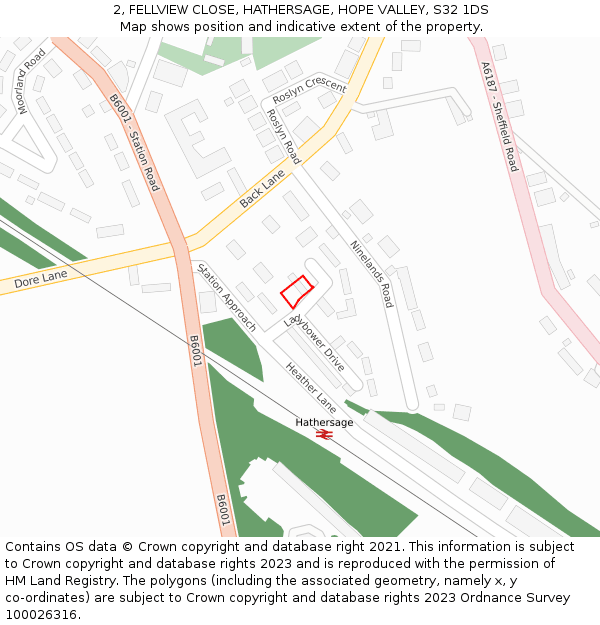 2, FELLVIEW CLOSE, HATHERSAGE, HOPE VALLEY, S32 1DS: Location map and indicative extent of plot