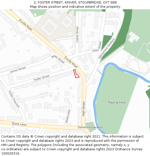 2, FOSTER STREET, KINVER, STOURBRIDGE, DY7 6EB: Location map and indicative extent of plot