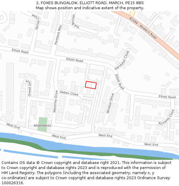 2, FOXES BUNGALOW, ELLIOTT ROAD, MARCH, PE15 8BS: Location map and indicative extent of plot