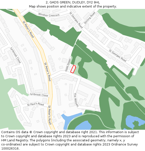 2, GADS GREEN, DUDLEY, DY2 9HL: Location map and indicative extent of plot