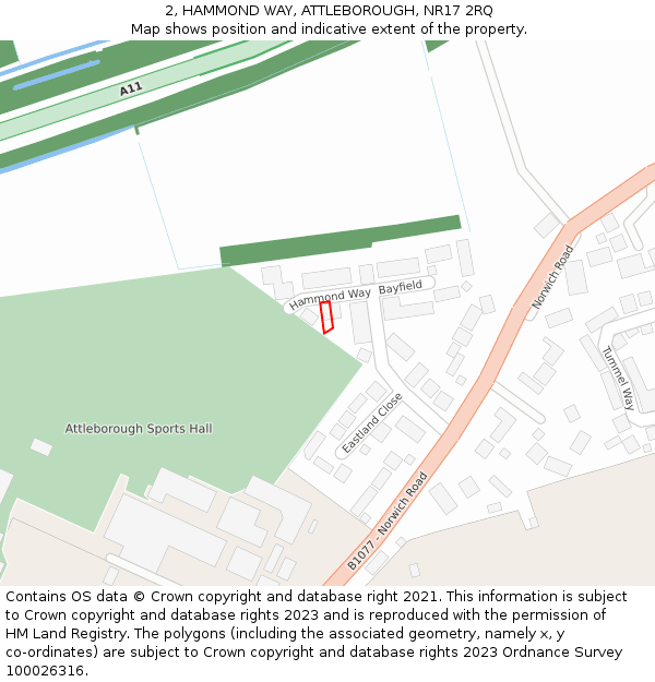 2, HAMMOND WAY, ATTLEBOROUGH, NR17 2RQ: Location map and indicative extent of plot