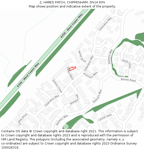 2, HARES PATCH, CHIPPENHAM, SN14 6YN: Location map and indicative extent of plot