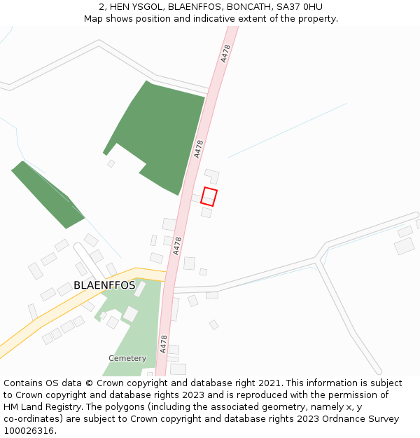 2, HEN YSGOL, BLAENFFOS, BONCATH, SA37 0HU: Location map and indicative extent of plot