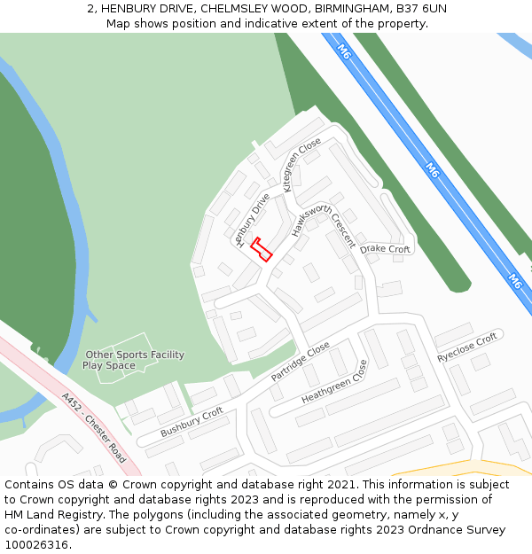 2, HENBURY DRIVE, CHELMSLEY WOOD, BIRMINGHAM, B37 6UN: Location map and indicative extent of plot