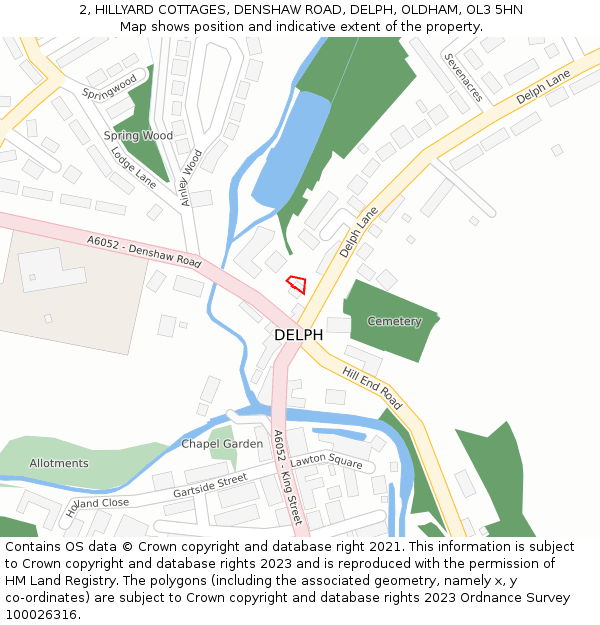 2, HILLYARD COTTAGES, DENSHAW ROAD, DELPH, OLDHAM, OL3 5HN: Location map and indicative extent of plot