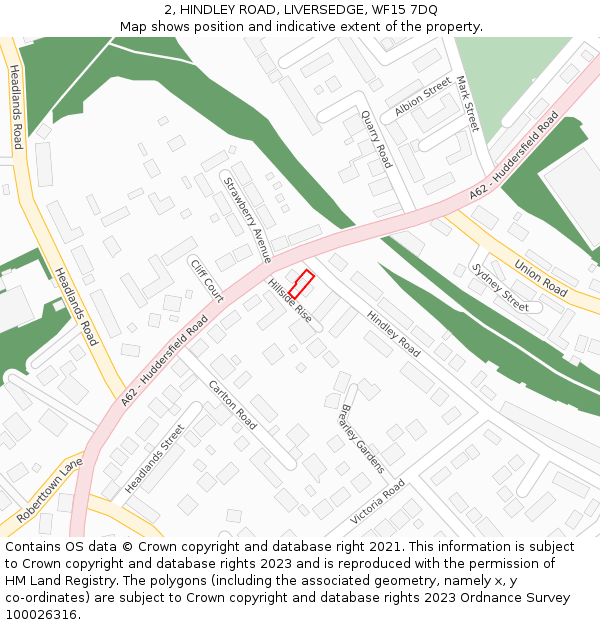 2, HINDLEY ROAD, LIVERSEDGE, WF15 7DQ: Location map and indicative extent of plot