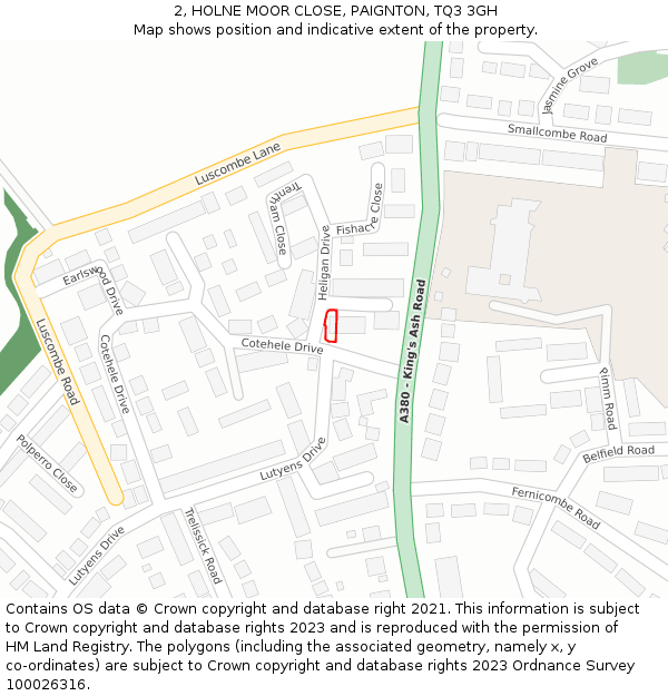 2, HOLNE MOOR CLOSE, PAIGNTON, TQ3 3GH: Location map and indicative extent of plot