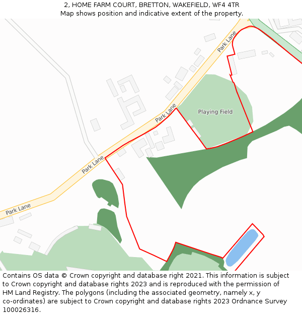 2, HOME FARM COURT, BRETTON, WAKEFIELD, WF4 4TR: Location map and indicative extent of plot