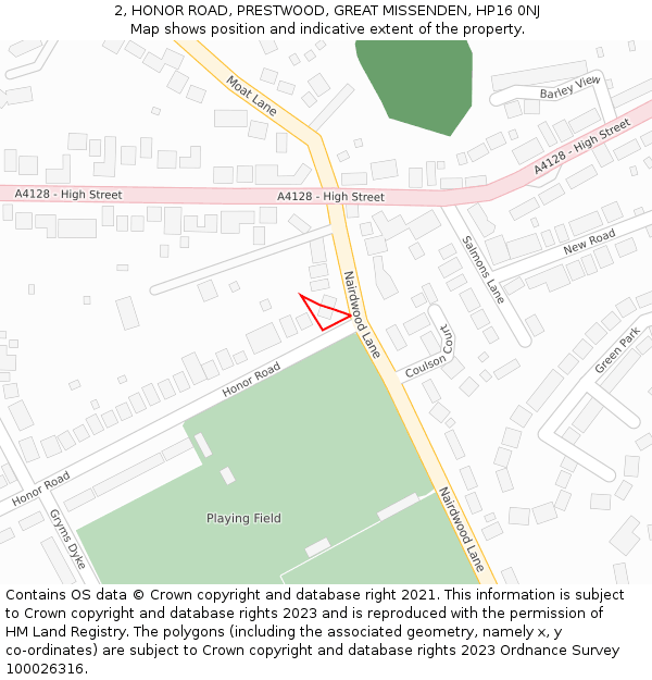 2, HONOR ROAD, PRESTWOOD, GREAT MISSENDEN, HP16 0NJ: Location map and indicative extent of plot