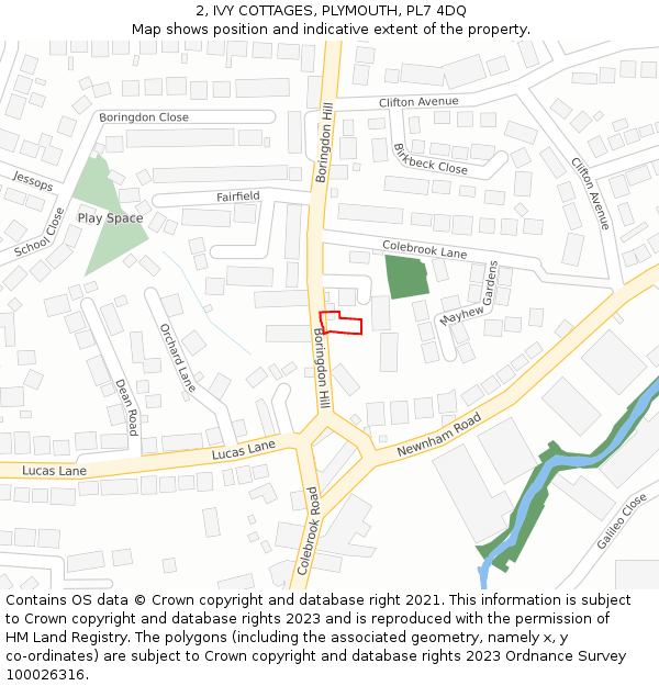 2, IVY COTTAGES, PLYMOUTH, PL7 4DQ: Location map and indicative extent of plot