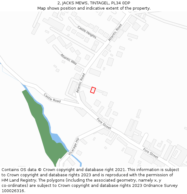 2, JACKS MEWS, TINTAGEL, PL34 0DP: Location map and indicative extent of plot