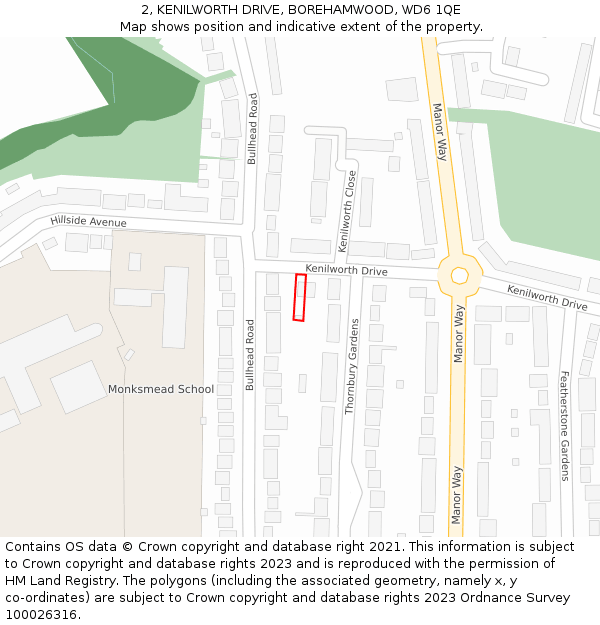 2, KENILWORTH DRIVE, BOREHAMWOOD, WD6 1QE: Location map and indicative extent of plot
