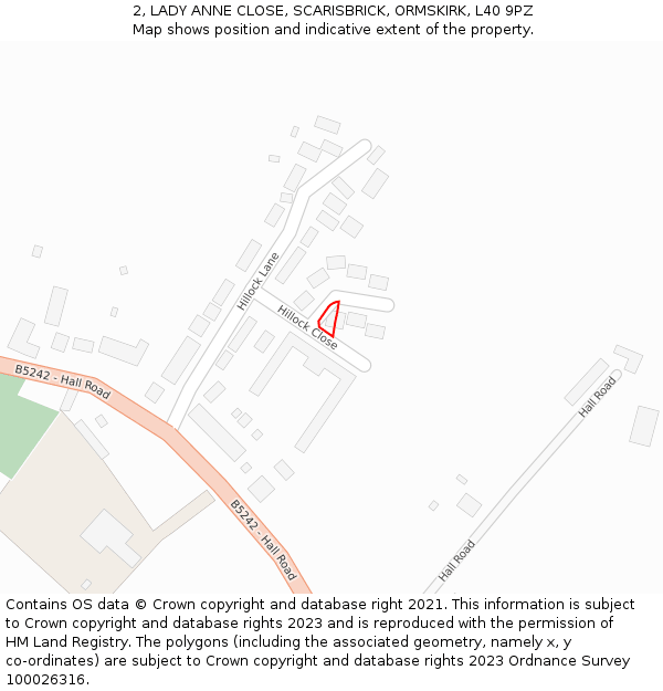 2, LADY ANNE CLOSE, SCARISBRICK, ORMSKIRK, L40 9PZ: Location map and indicative extent of plot