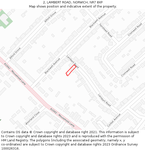 2, LAMBERT ROAD, NORWICH, NR7 8XP: Location map and indicative extent of plot