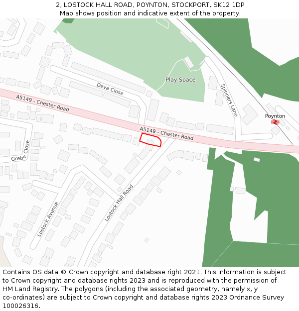 2, LOSTOCK HALL ROAD, POYNTON, STOCKPORT, SK12 1DP: Location map and indicative extent of plot