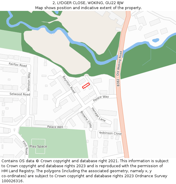 2, LYDGER CLOSE, WOKING, GU22 8JW: Location map and indicative extent of plot