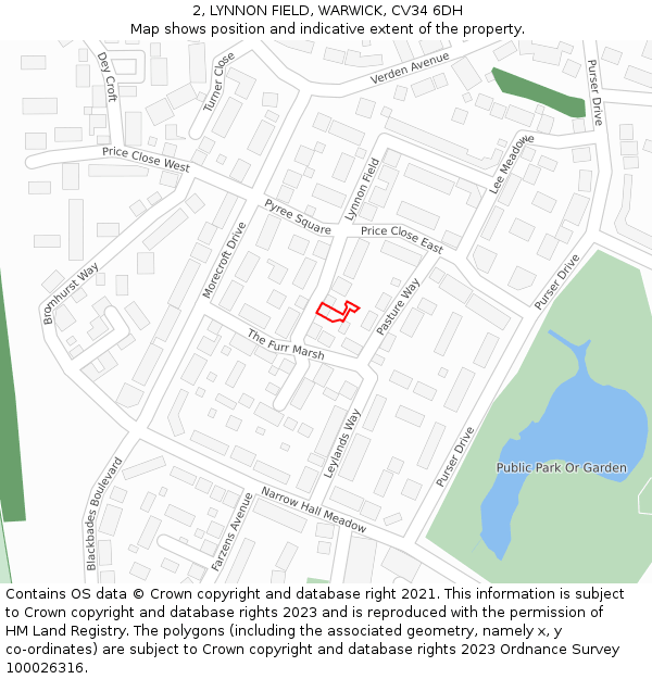 2, LYNNON FIELD, WARWICK, CV34 6DH: Location map and indicative extent of plot