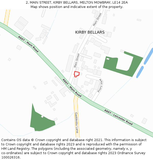 2, MAIN STREET, KIRBY BELLARS, MELTON MOWBRAY, LE14 2EA: Location map and indicative extent of plot