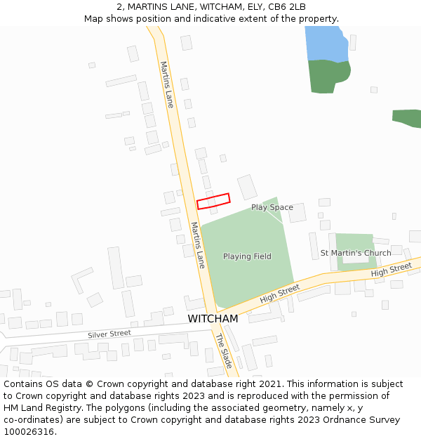 2, MARTINS LANE, WITCHAM, ELY, CB6 2LB: Location map and indicative extent of plot