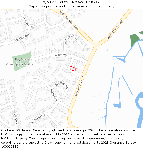 2, MAVISH CLOSE, NORWICH, NR5 9PJ: Location map and indicative extent of plot