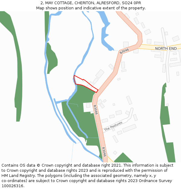 2, MAY COTTAGE, CHERITON, ALRESFORD, SO24 0PR: Location map and indicative extent of plot