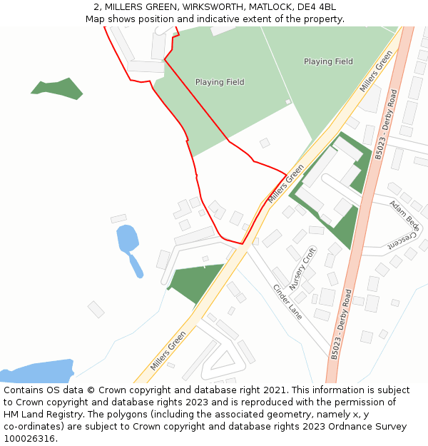 2, MILLERS GREEN, WIRKSWORTH, MATLOCK, DE4 4BL: Location map and indicative extent of plot