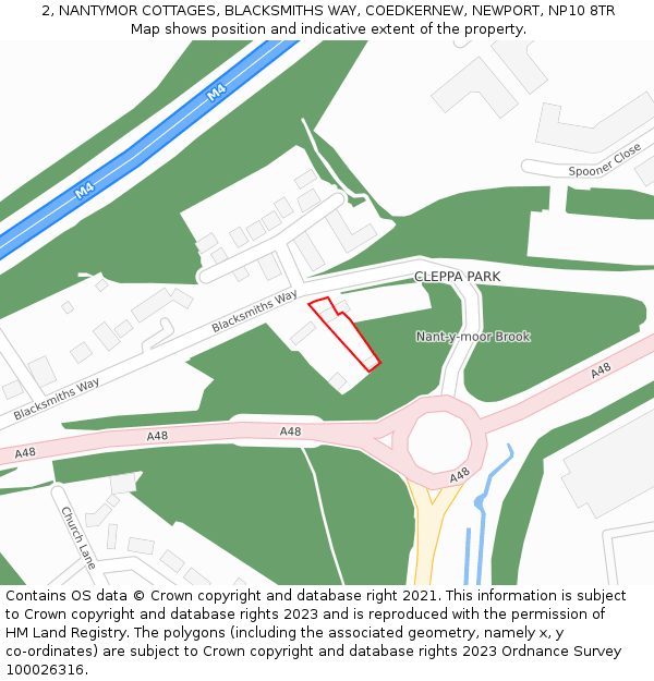 2, NANTYMOR COTTAGES, BLACKSMITHS WAY, COEDKERNEW, NEWPORT, NP10 8TR: Location map and indicative extent of plot