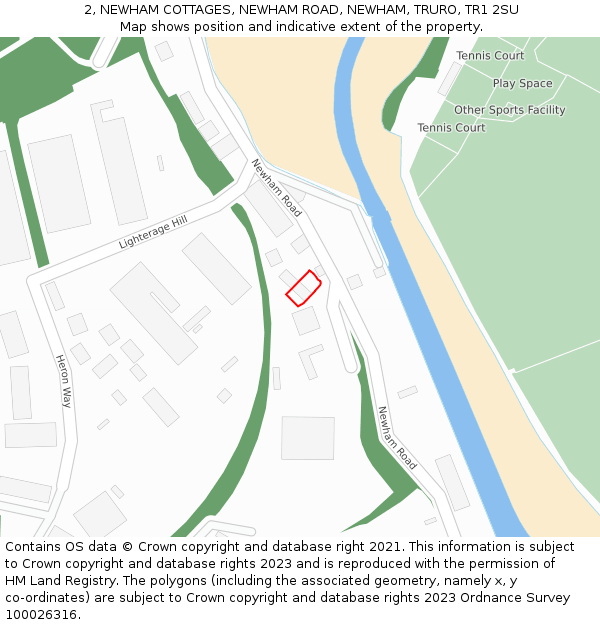 2, NEWHAM COTTAGES, NEWHAM ROAD, NEWHAM, TRURO, TR1 2SU: Location map and indicative extent of plot