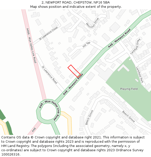 2, NEWPORT ROAD, CHEPSTOW, NP16 5BA: Location map and indicative extent of plot