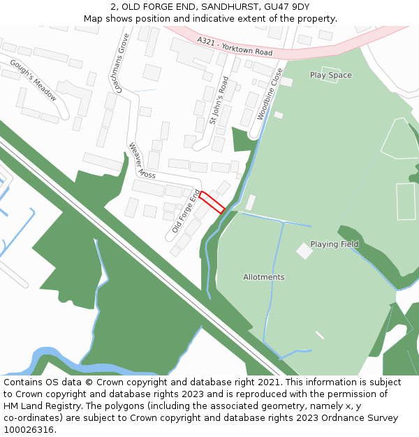 2, OLD FORGE END, SANDHURST, GU47 9DY: Location map and indicative extent of plot