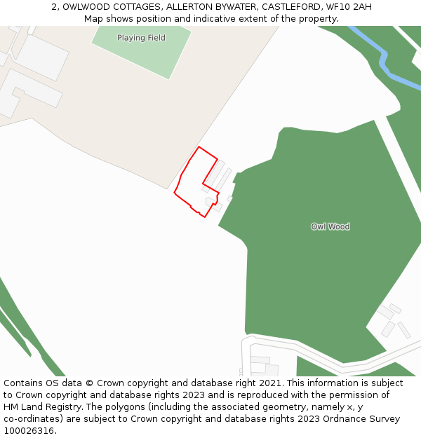 2, OWLWOOD COTTAGES, ALLERTON BYWATER, CASTLEFORD, WF10 2AH: Location map and indicative extent of plot