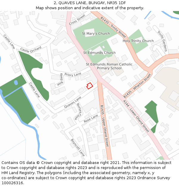 2, QUAVES LANE, BUNGAY, NR35 1DF: Location map and indicative extent of plot