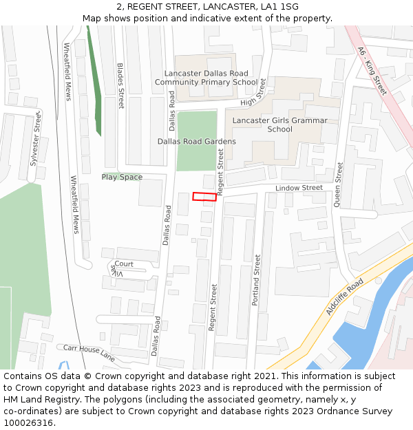 2, REGENT STREET, LANCASTER, LA1 1SG: Location map and indicative extent of plot