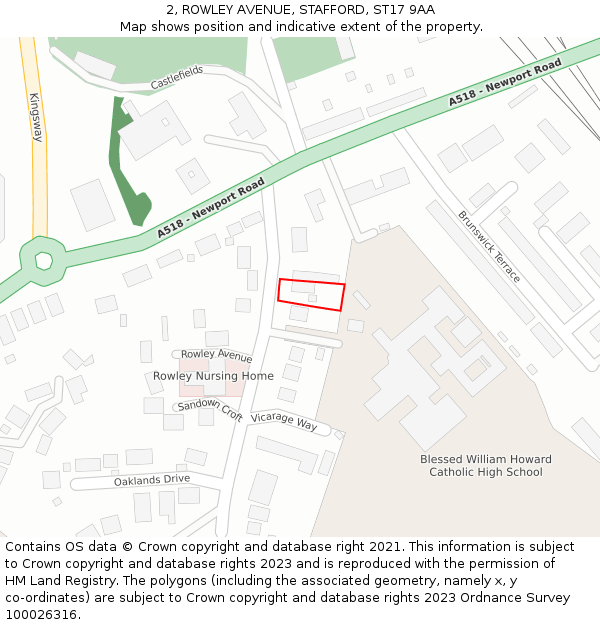 2, ROWLEY AVENUE, STAFFORD, ST17 9AA: Location map and indicative extent of plot