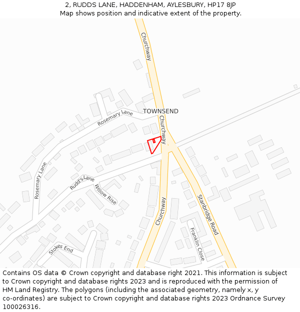 2, RUDDS LANE, HADDENHAM, AYLESBURY, HP17 8JP: Location map and indicative extent of plot