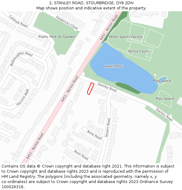 2, STANLEY ROAD, STOURBRIDGE, DY8 2DN: Location map and indicative extent of plot