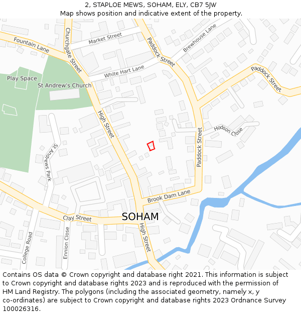 2, STAPLOE MEWS, SOHAM, ELY, CB7 5JW: Location map and indicative extent of plot